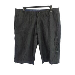 Marc‎ Ecko Cut & Sew Flat Front Shorts Men's 34 Black Grey Cotton Pockets